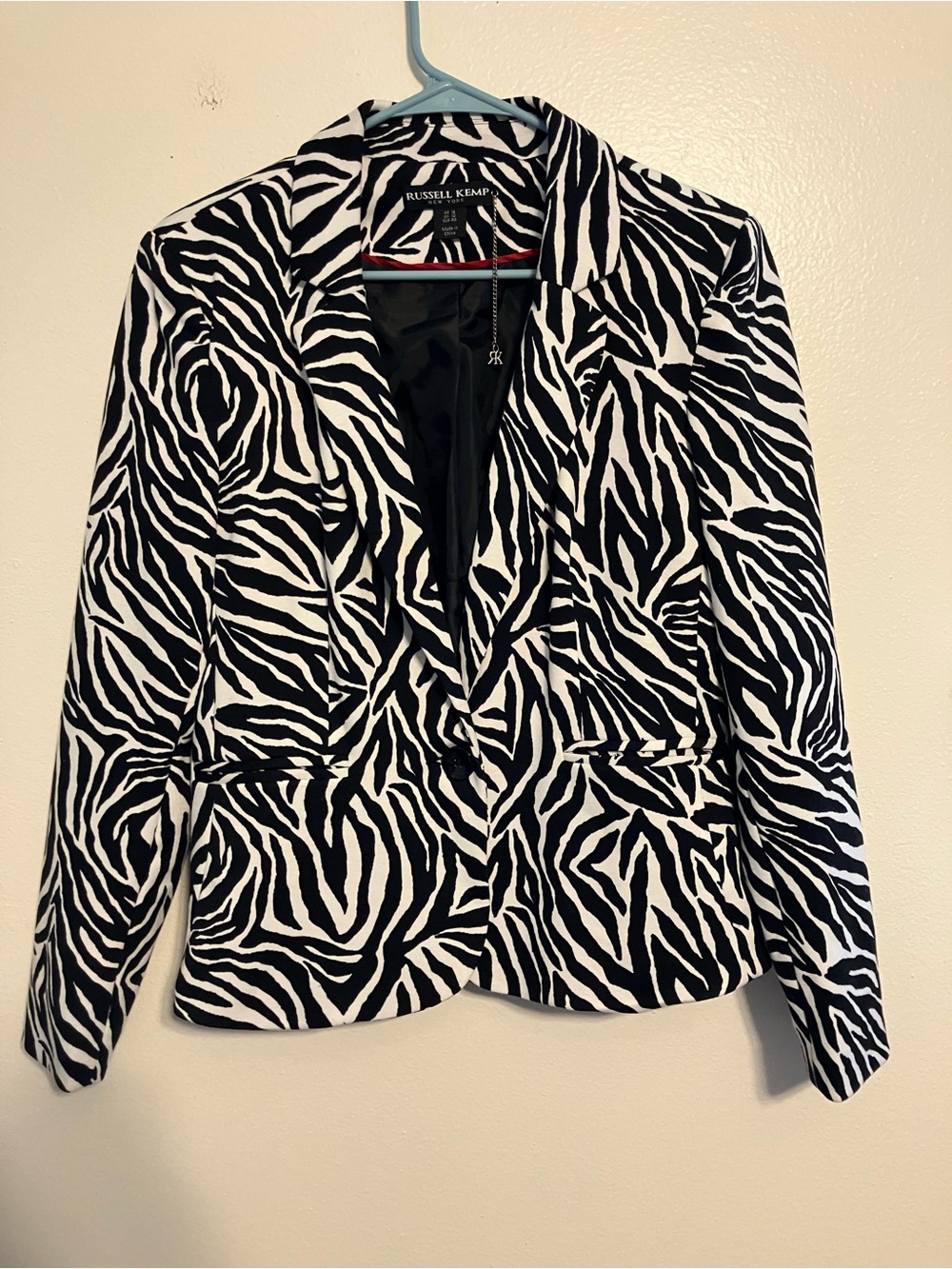 Russell Kemp Black and White Zebra-Print Blazer